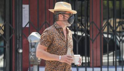 Chris Pine Picks Up Coffee in a Leopard-Print Shirt - www.justjared.com - Los Angeles - Panama - county Coffee