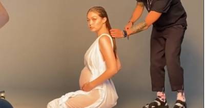 Pregnant Gigi Hadid flaunts bare baby bump as she shares behind the scenes videos of beautiful photo shoot - www.ok.co.uk