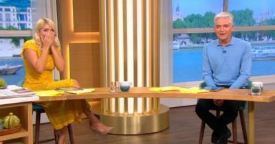 Holly Willoughby screams as Gino D'Acampo pulls down trousers and flashes his bum on This Morning - www.ok.co.uk