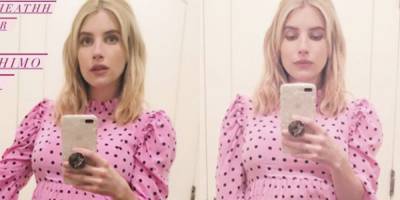 Emma Roberts Stuns in a Polka Dot Baby Doll Dress for New Pregnancy Selfies - www.harpersbazaar.com - USA - county Story