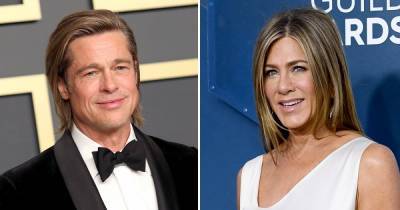 First Look at Brad Pitt and Jennifer Aniston’s Virtual Reunion for ‘Fast Times at Ridgemont High’ Table Read - www.usmagazine.com