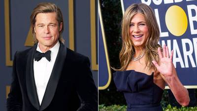 Brad Pitt Jennifer Aniston: Their Exciting Reunions Since Split – SAG Awards Hug More - hollywoodlife.com