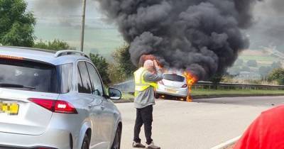 Car fireball horror on A96 as black plumes of smoke billow above Aberdeenshire road - www.dailyrecord.co.uk