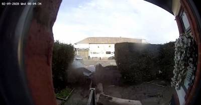 Video doorbell captures moment Mercedes smashes into gate - after crash with another car - www.manchestereveningnews.co.uk