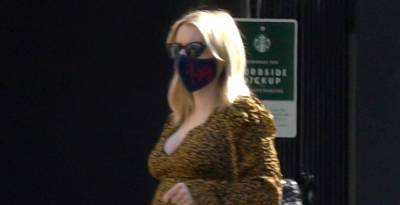Emma Roberts Dresses Baby Bump in Gold & Black Outfit for Coffee Run - www.justjared.com - USA - county Story