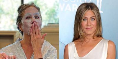 Jennifer Aniston Preps for Emmys 2020 with a Face Mask & Champagne (Photo) - www.justjared.com