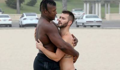 NFL Player Ryan Russell Flaunts PDA with Boyfriend Corey O'Brien During a Beach Day - www.justjared.com - Santa Monica