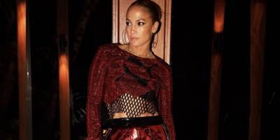 Jennifer Lopez Dazzles in Head to Toe Red Sequins on Instagram - www.harpersbazaar.com