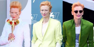 Tilda Swinton Wears Three Chic Looks for a Busy Thursday at Venice Film Festival 2020 - www.justjared.com - Italy
