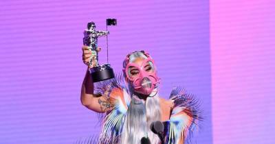 Lady Gaga teams pink face mask with "otherworldly" Iris van Herpen dress at VMAs 2020 - www.msn.com - USA