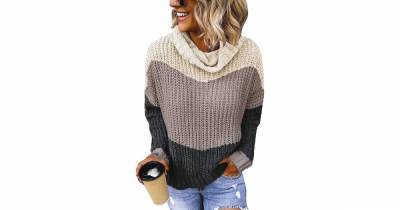 This Cozy, Color-Blocked Sweater Will Be Perfect for Fire Pit Hangouts - www.usmagazine.com