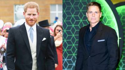 Prince Harry Appears To Be Sporting A Ponytail After Growing Out Hair, Neighbor Rob Lowe Claims - hollywoodlife.com - Britain - California