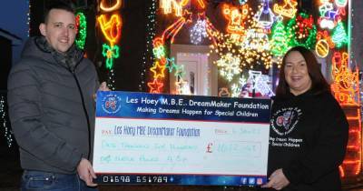 Hamilton man hands cheque to kids' charity after lighting up house at Xmas - www.dailyrecord.co.uk
