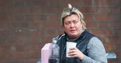 Gemma Collins goes make-up free and dresses down as she carries out some errands at her shop in Essex - www.ok.co.uk - county Collin