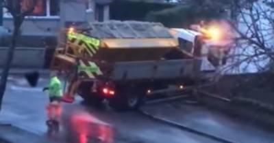 Scots gritter ploughs into garden wall after skidding on icy street - www.dailyrecord.co.uk - Scotland