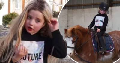 Katie Price's daughter Bunny sports long wig for horse riding session - www.msn.com
