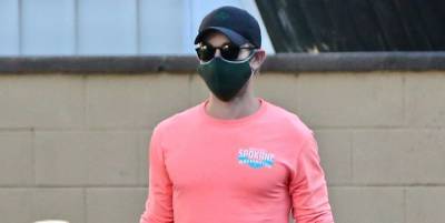 Chace Crawford Goes Bright & Colorful in Coral Shirt While Out Food Shopping - www.justjared.com