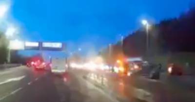Two hospitalised after M77 fire and four-car crash - www.dailyrecord.co.uk - Scotland
