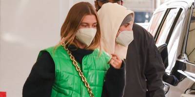 Justin & Hailey Bieber Match In Green For Joint Appointment in LA - www.justjared.com - Los Angeles