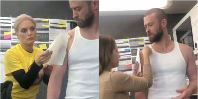 Hi, Here's Justin Timberlake Getting a Massive Fake Tattoo for His New Movie 'Palmer' - www.cosmopolitan.com