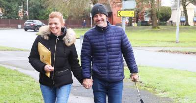 Coronation Street real-life couple Jane Danson and Robert Beck are all smiles as they walk their dog - www.ok.co.uk - Centre