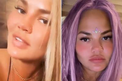 Chrissy Teigen re-pierces nose, tries out pink hair transformation - nypost.com
