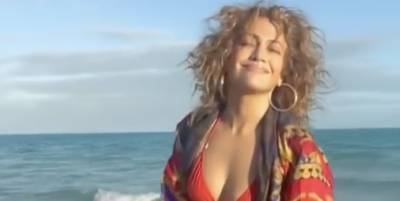 Jennifer Lopez - Melissa Odabash - J.Lo Brings Out Her Tiny Red Bikini to Meditate to Drake - harpersbazaar.com