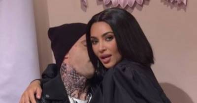 Kim Kardashian mocks Kourtney's PDA with boyfriend Travis in hilarious skit - www.ok.co.uk - county Travis