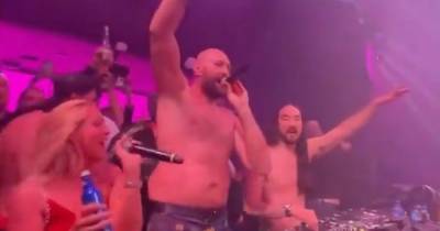 Inside Tyson Fury's wild topless celebrations with wife Paris and brother Tommy following fight victory - www.ok.co.uk - Manchester - Las Vegas