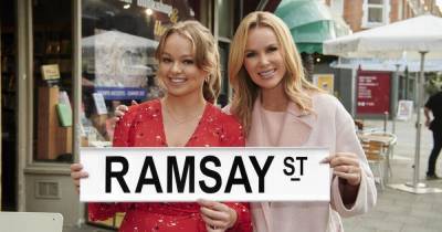 Amanda Holden poses on Neighbours set as she plays auntie of Jason Donovan's daughter - www.ok.co.uk - London