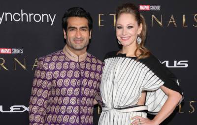 Kumail Nanjiani Looks So Stylish in His Sherwani Suit at 'Eternals' Premiere with Wife Emily V. Gordon - www.justjared.com - Hollywood