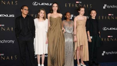Angelina Jolie on Going All Vintage With Her Kids in Upcycled Dresses at 'Eternals' Premiere (Exclusive) - www.etonline.com