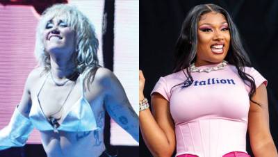 Miley Cyrus Rocks Black Crop Top As She Twerks With Megan Thee Stallion On Stage At Music Fest - hollywoodlife.com
