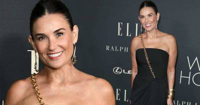 Demi Moore dazzles in black dress featuring gold chain accent - www.msn.com - Los Angeles