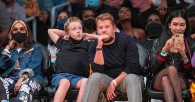 James Corden photographed at Lakers game with his rarely seen son Max - www.ok.co.uk - Los Angeles