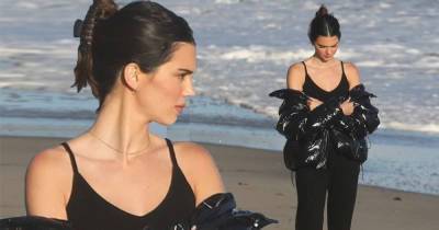 Kendall is a bombshell in black during beach shoot - www.msn.com - Malibu