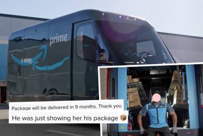This HILARIOUS TikTok Of A Woman Sneaking Out Of An Amazon Truck Just Got The Driver Fired! - perezhilton.com