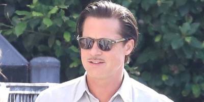 Brad Pitt Sports Slicked-Back Hair & Mustache on the Set of 'Babylon' - www.justjared.com - Los Angeles - Hollywood