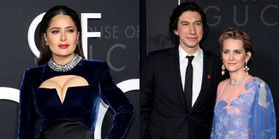Salma Hayek Wows In Velvet For 'House of Gucci' NYC Premiere with Adam Driver - www.justjared.com - New York