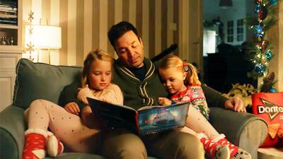 Jimmy Fallon’s Adorable Daughters Wife Nancy Make Rare Cameo In His New Christmas Ad — Watch - hollywoodlife.com