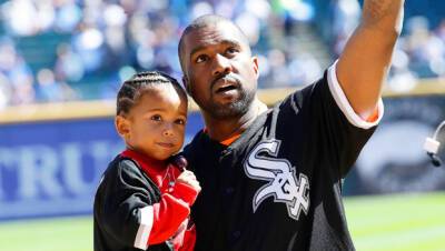 Kanye West Son Saint, 5, Match In Black For Cute Father-Son Football Date — Pic Video - hollywoodlife.com - New York - county Bay