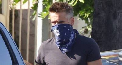 Colin Farrell Wraps a Bandana Around His Face While Out Grabbing Coffee - www.justjared.com