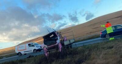 Horse carriage causes severe delays on M62 after detaching from vehicle - www.manchestereveningnews.co.uk - Manchester