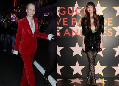 Gwyneth Paltrow Re-Wears Iconic 1996 Red Velvet Suit For Gucci’s Love Parade Show, Dakota Johnson Oozes Glamour In Feathered Dress - etcanada.com