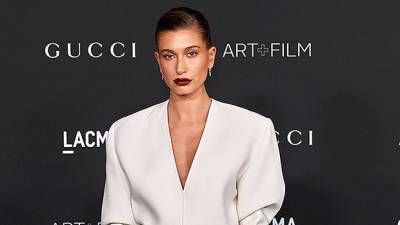 Hailey Baldwin Is Straight Off The Runway In Plunging White Dress For LACMA Art Film Gala - hollywoodlife.com