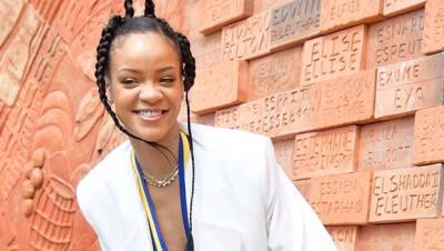 Elizabeth II - Rihanna Slays In Plunging White Mini Dress Blazer As She Accepts National Hero Award In Barbados - hollywoodlife.com - Britain - Barbados