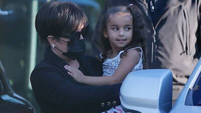 Kris Jenner Sweetly Holds Granddaughter Dream, 5, Arriving To A Christmas Shoot – Photos - hollywoodlife.com