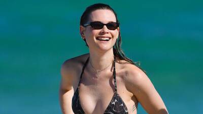 Behati Prinsloo Looks Amazing In Tiny Black Bikini On The Beach In Miami — Photos - hollywoodlife.com - Miami - Florida
