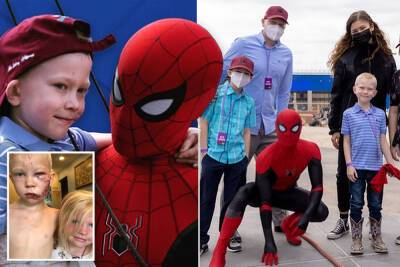Tom Holland - No Way Home - Tom Holland, ‘Spider-Man’ cast visit boy who saved sister from dog attack - nypost.com - Wyoming - county Cheyenne