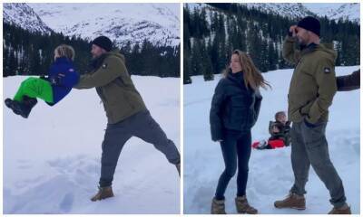 Watch Chris Hemsworth dunk Elsa Pataky in the snow - us.hola.com
